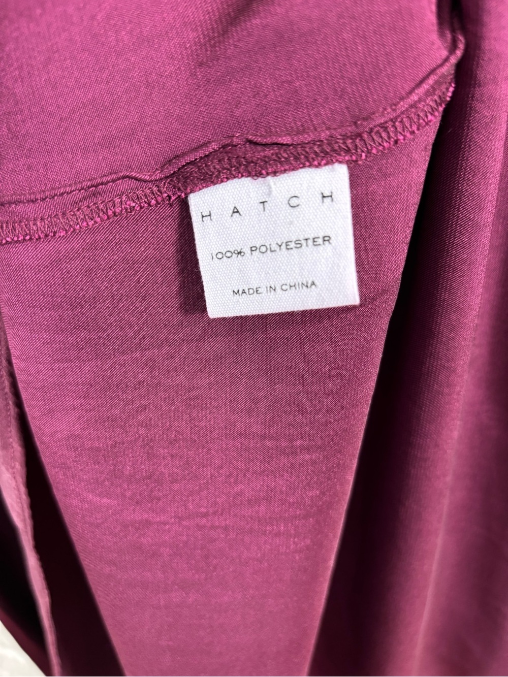 Hatch Maternity The Robin Dress Wine Burgundy Satin Midi Ruffle Neck Size 1 - Picture 5 of 5